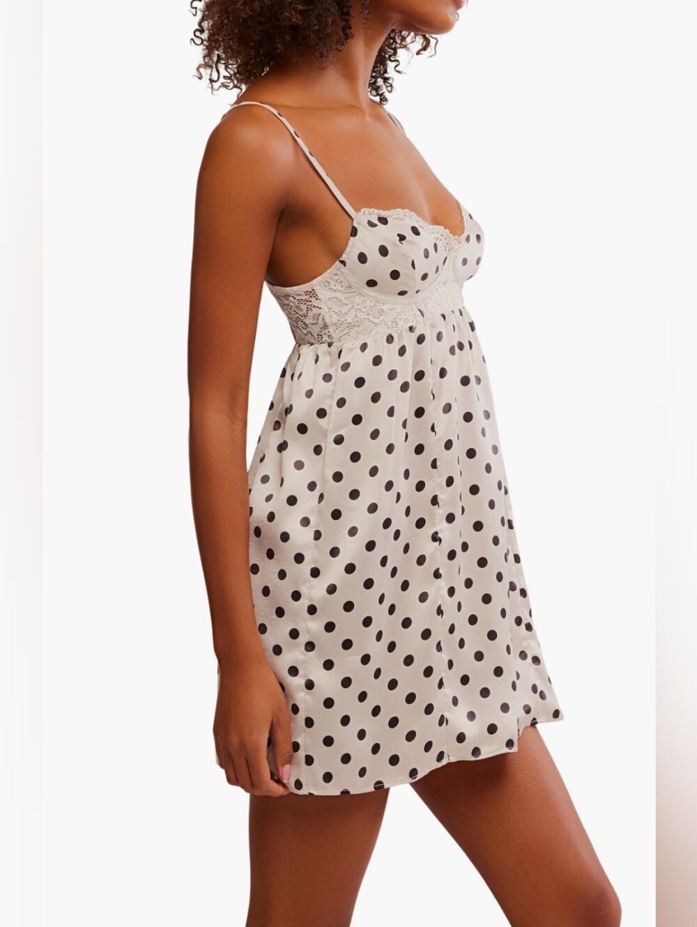 Free People Midnight Muse Mini Nightgown in Off-White Tea Combo